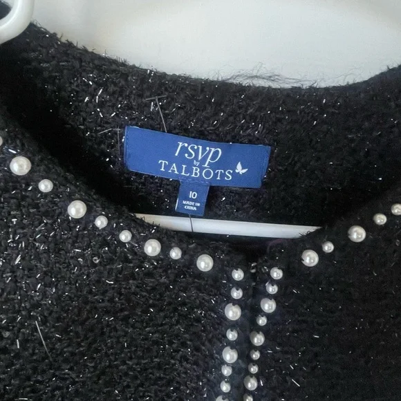 Talbots Black Cropped Blazer with Textured Fabric and Decorative Trim - Picture 6 of 7